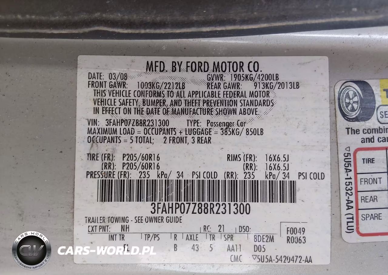 2008 Ford Fusion Se VIN:3FAHP07Z88R231300 - 9