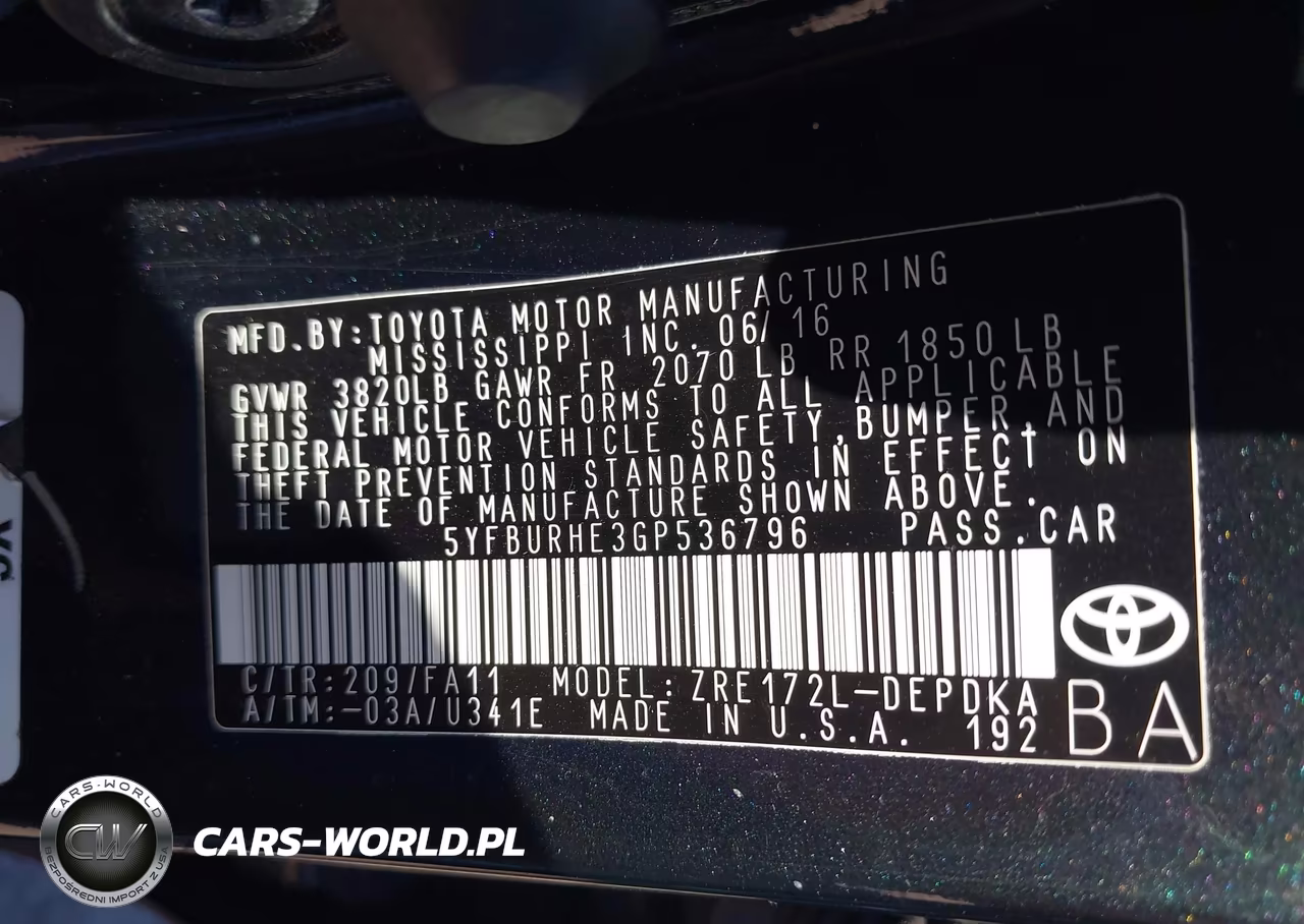 2016 Toyota Corolla L VIN:5YFBURHE3GP536796 - 9