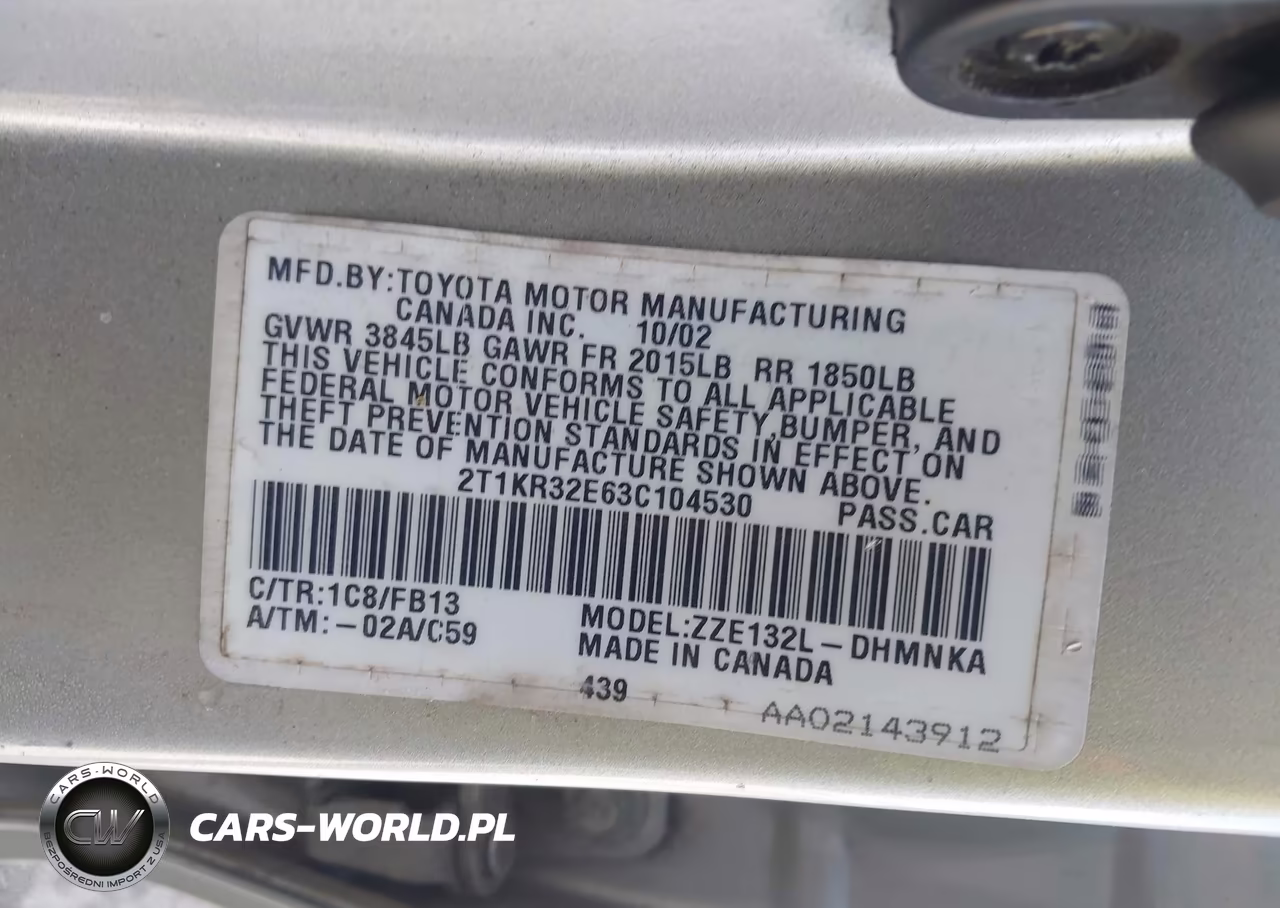 2003 Toyota Matrix Xr VIN:2T1KR32E63C104530 - 9