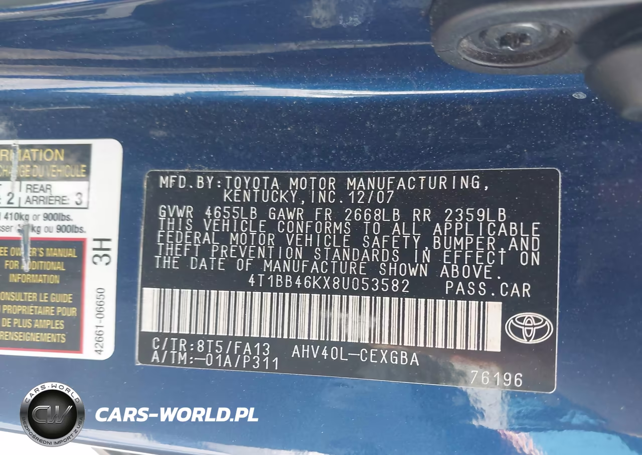 2008 Toyota Camry Hybrid VIN:4T1BB46KX8U053582 - 9