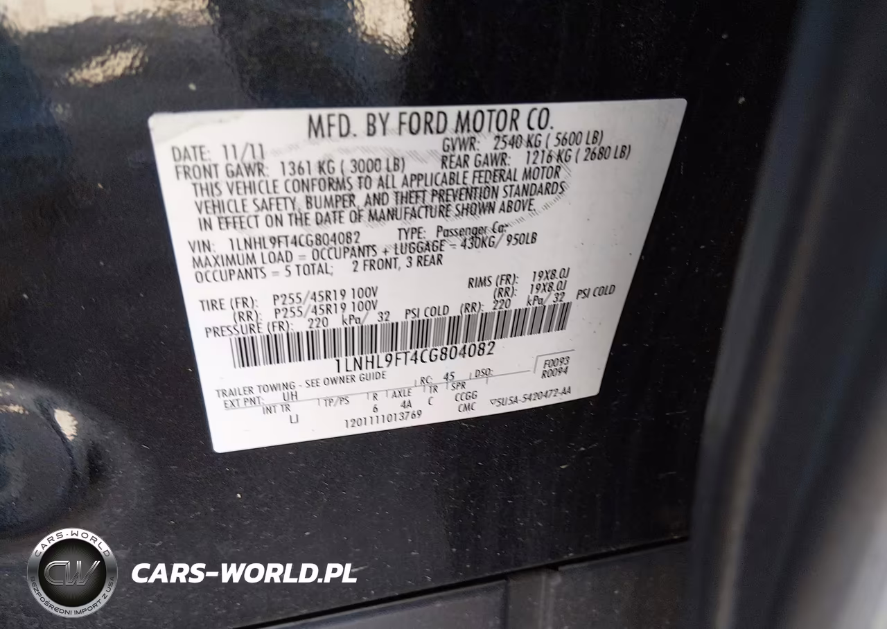 2012 Lincoln Mks Ecoboost VIN:1LNHL9FT4CG804082 - 9