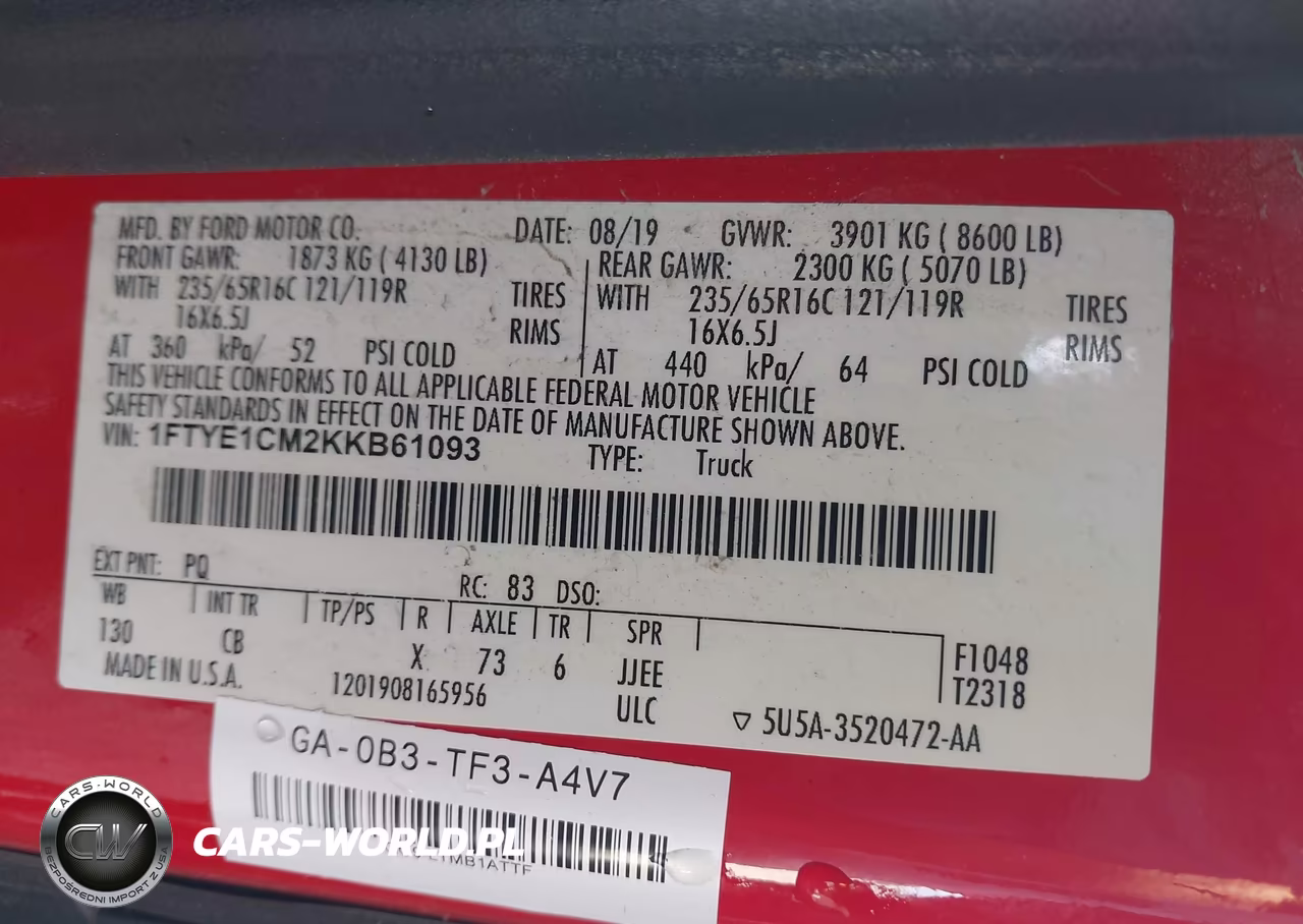 2019 Ford Transit-150 VIN:1FTYE1CM2KKB61093 - 9