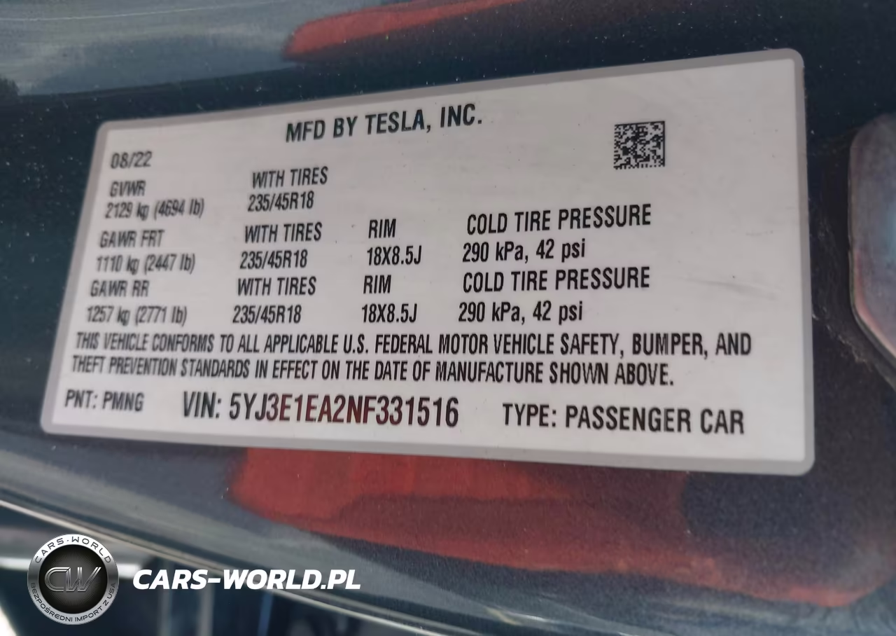 2022 Tesla Model 3 Rear-Wheel Drive VIN:5YJ3E1EA2NF331516 - 9
