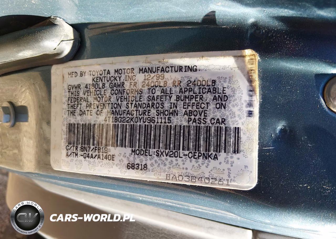 2000 Toyota Camry Le VIN:4T1BG22K0YU961115 - 9