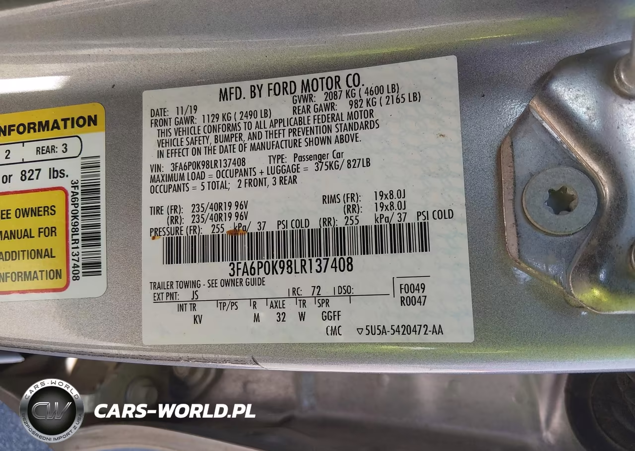 2020 Ford Fusion Titanium VIN:3FA6P0K98LR137408 - 9
