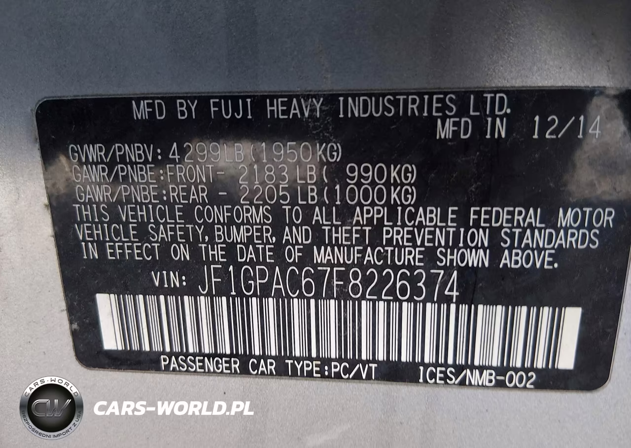2015 Subaru Impreza 2.0I Premium VIN:JF1GPAC67F8226374 - 9