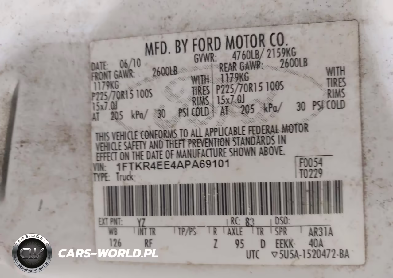 2010 Ford Ranger Sport-Xlt VIN:1FTKR4EE4APA69101 - 9