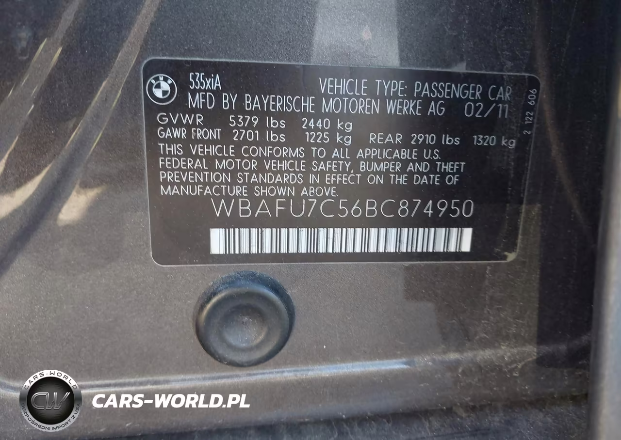2011 BMW 535I xDrive VIN:WBAFU7C56BC874950 - 9