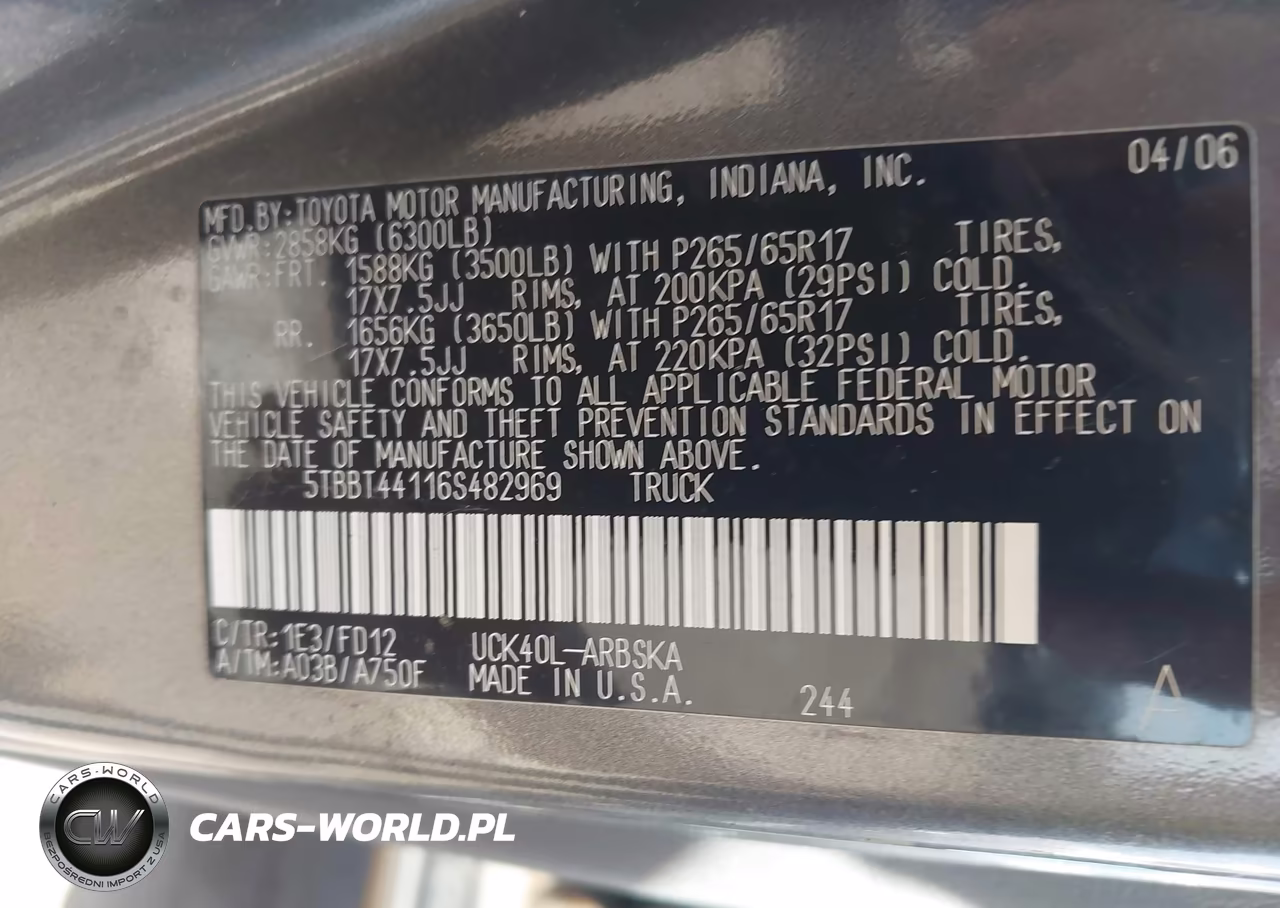 2006 Toyota Tundra Access Cab Sr5 VIN:5TBBT44116S482969 - 9