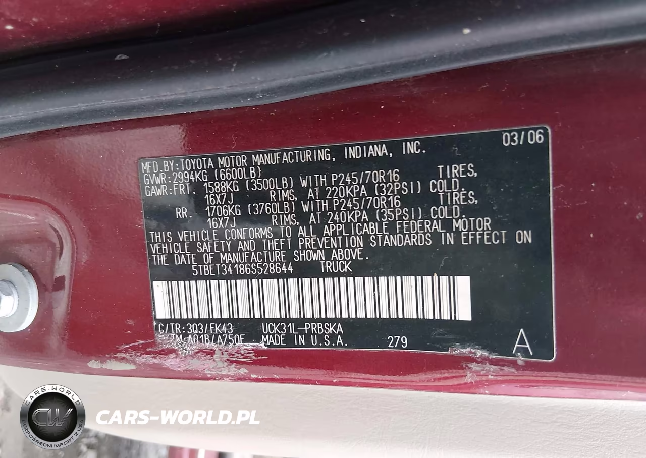 2006 Toyota Tundra Sr5 V8 VIN:5TBET34186S528644 - 9