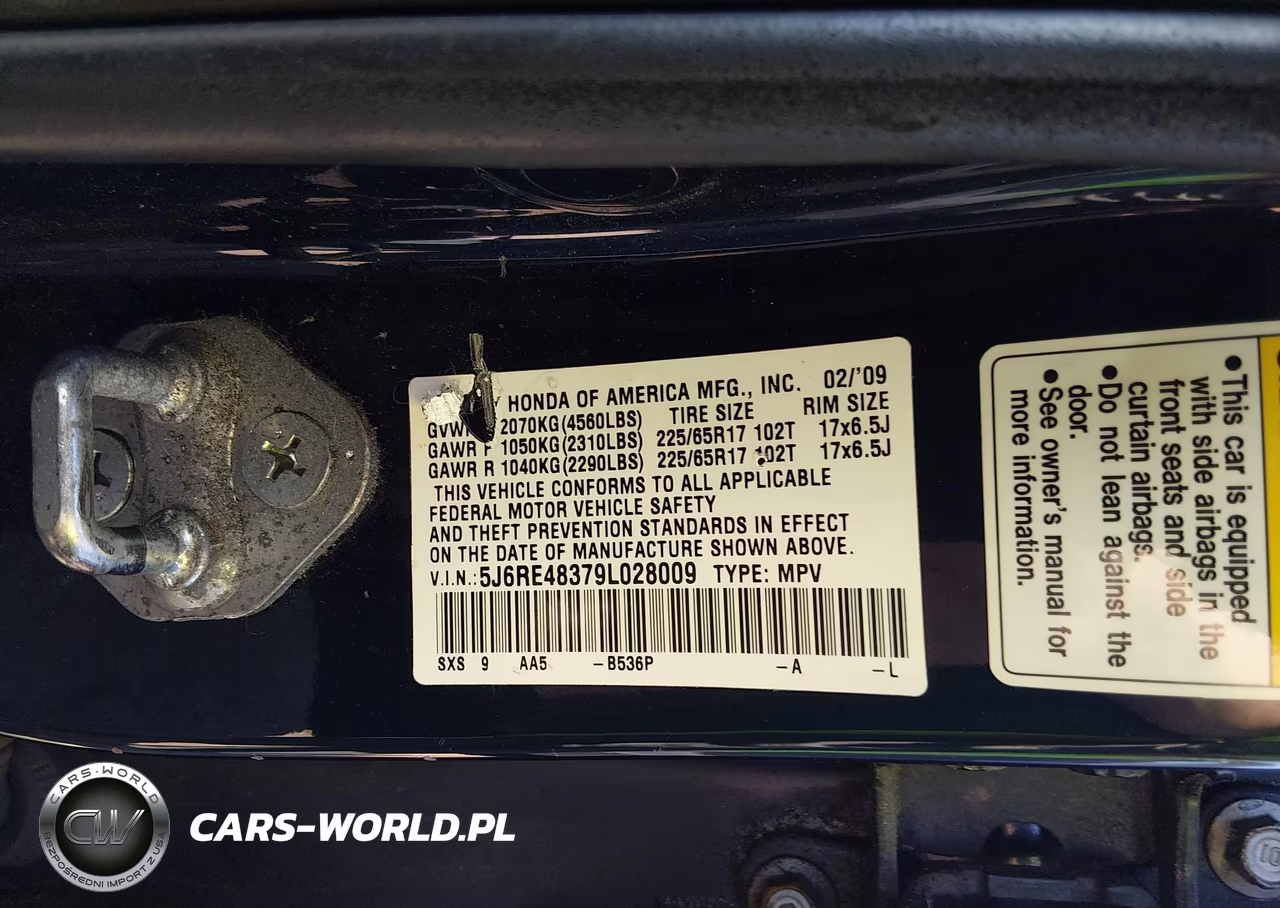 2009 Honda Cr-V Lx VIN:5J6RE48379L028009 - 9