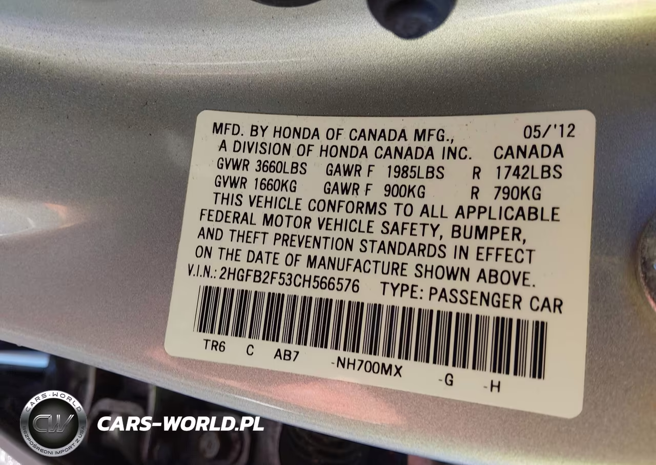 2012 Honda Civic Lx VIN:2HGFB2F53CH566576 - 9
