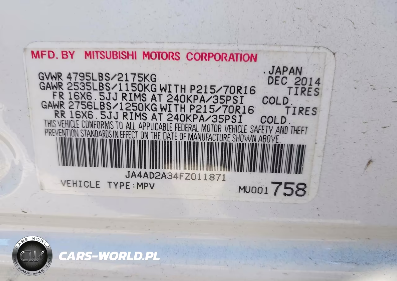 2015 Mitsubishi Outlander Es VIN:JA4AD2A34FZ011871 - 9