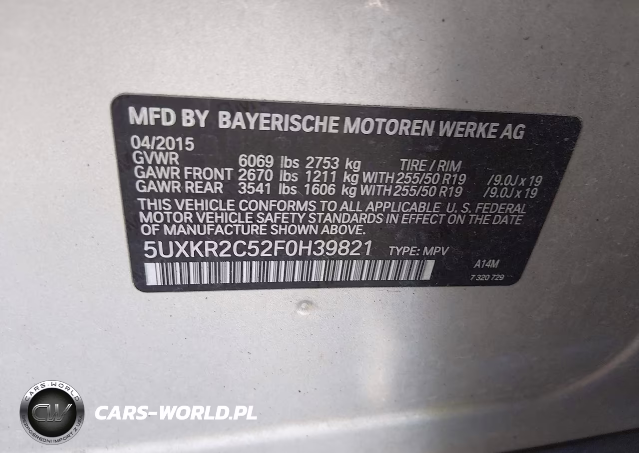 2015 BMW X5 Sdrive35I VIN:5UXKR2C52F0H39821 - 9