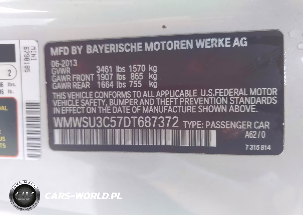 2013 Mini Hardtop Cooper VIN:WMWSU3C57DT687372 - 9