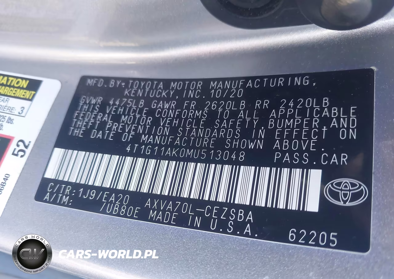 2021 Toyota Camry Se VIN:4T1G11AK0MU513048 - 9
