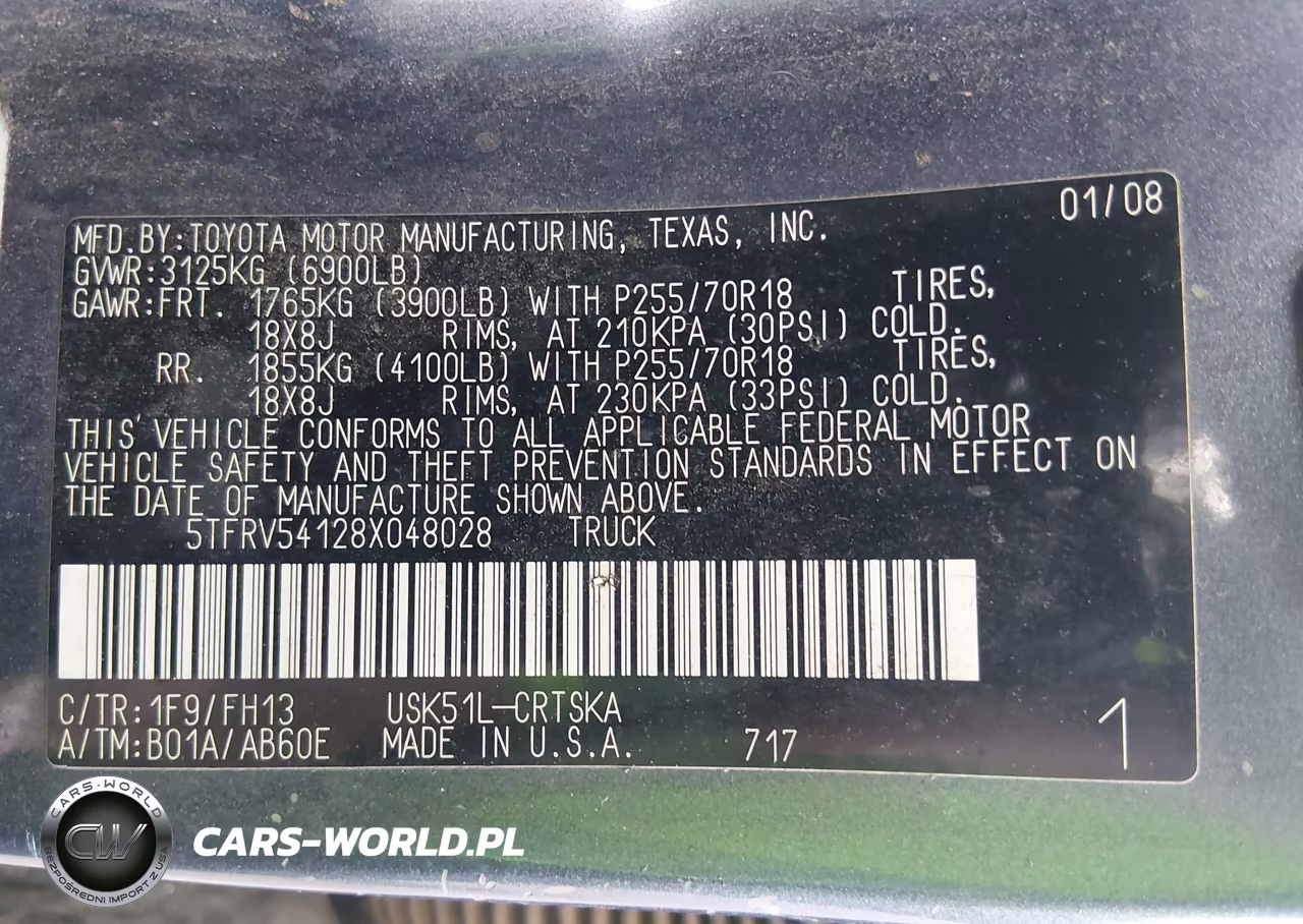 2008 Toyota Tundra Base 5.7L V8 VIN:5TFRV54128X048028 - 9