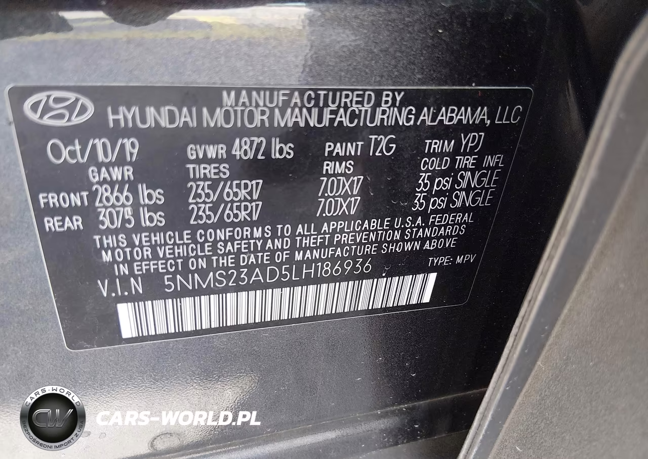 2020 Hyundai Santa Fe Se VIN:5NMS23AD5LH186936 - 9