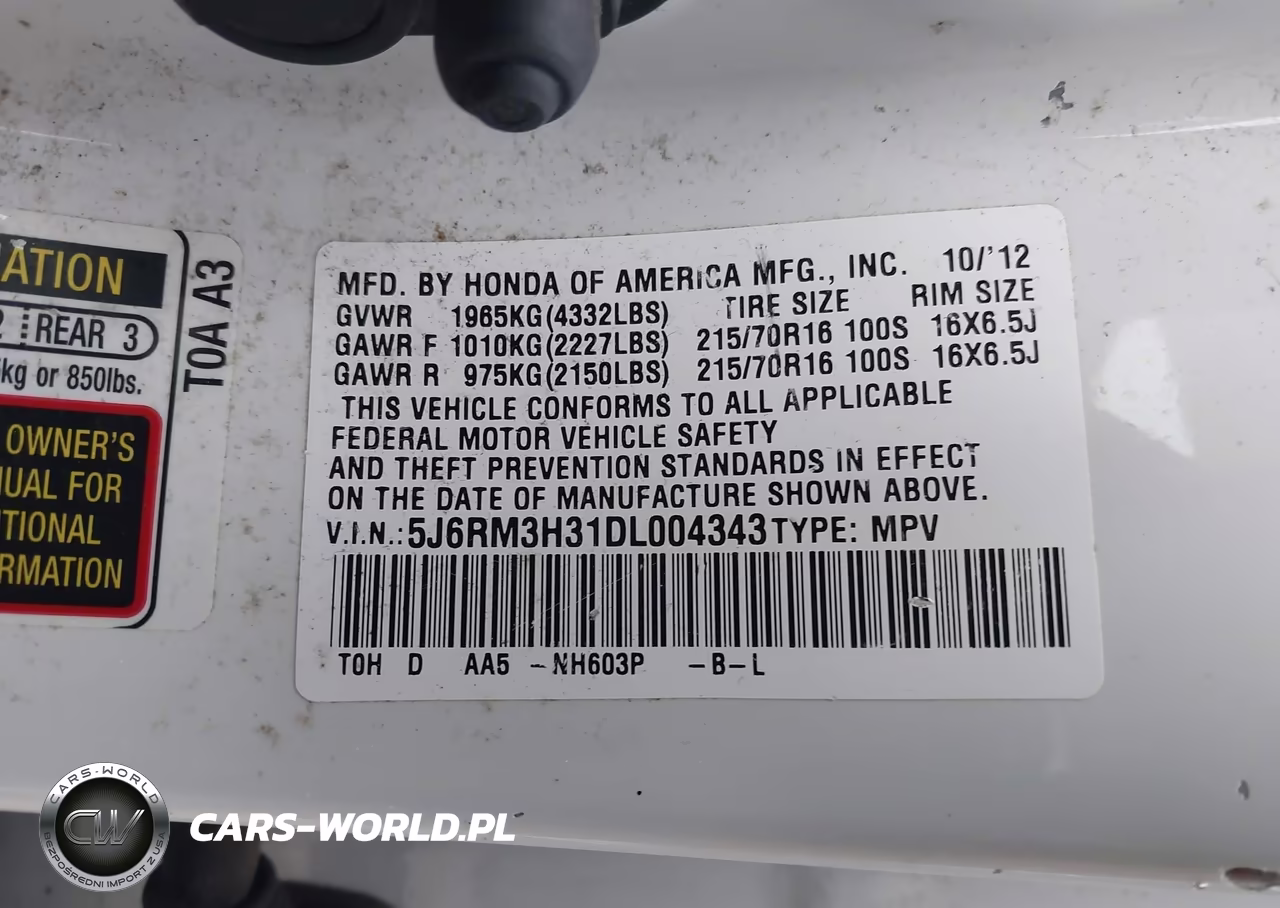 2013 Honda Cr-V Lx VIN:5J6RM3H31DL004343 - 9