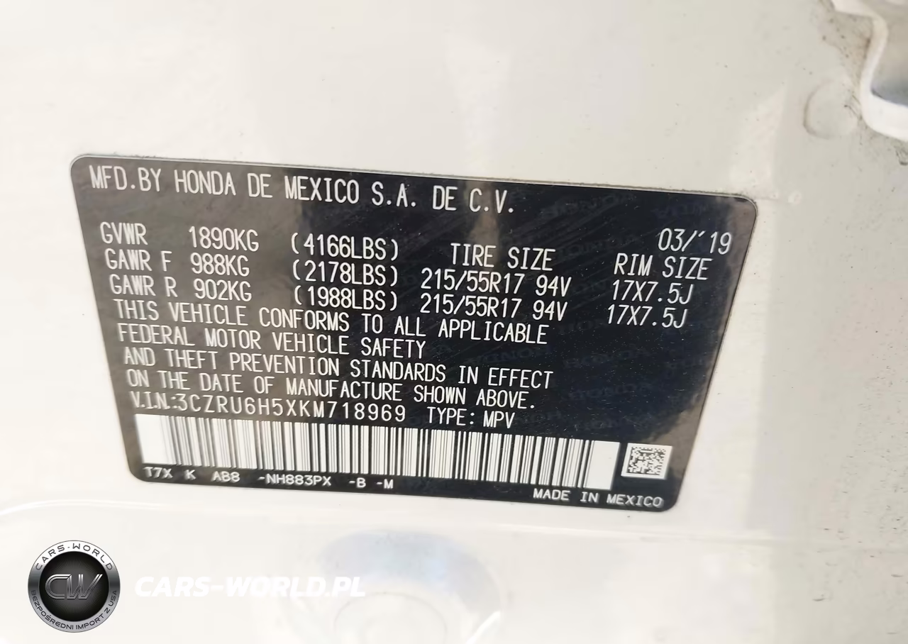 2019 Honda Hr-V Ex VIN:3CZRU6H5XKM718969 - 9