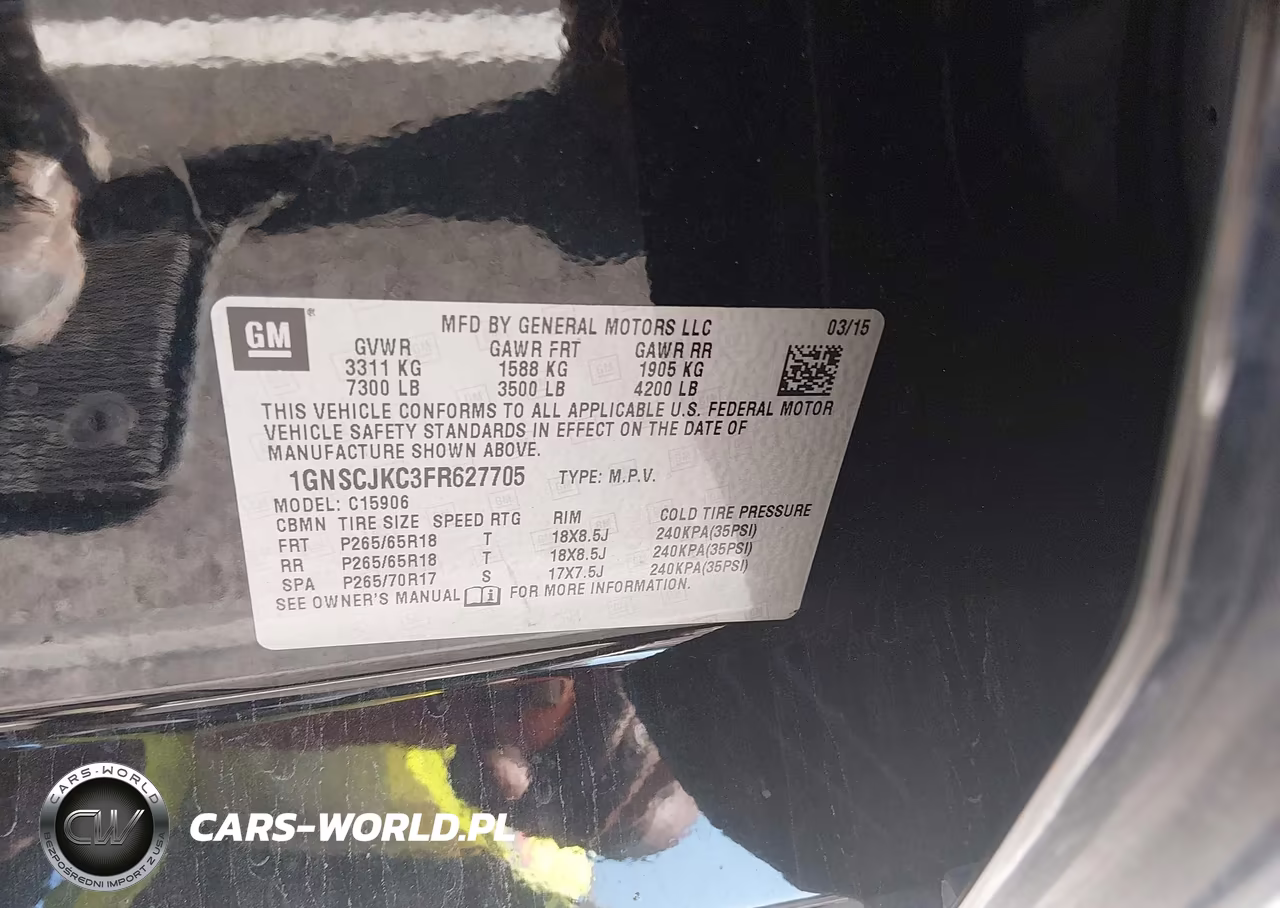 2015 Chevrolet Suburban 1500 Lt VIN:1GNSCJKC3FR627705 - 9