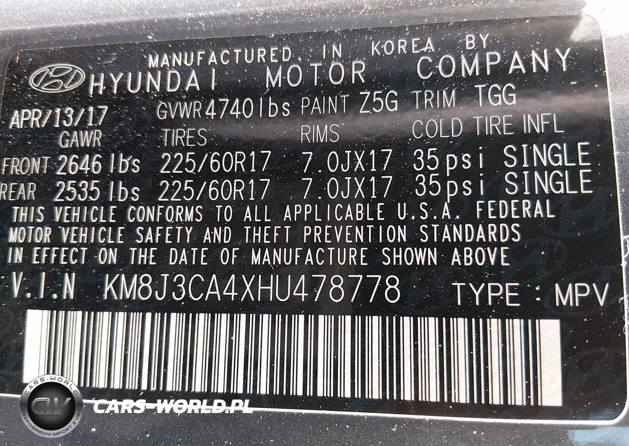 2017 Hyundai Tucson Se VIN:KM8J3CA4XHU478778 - 9