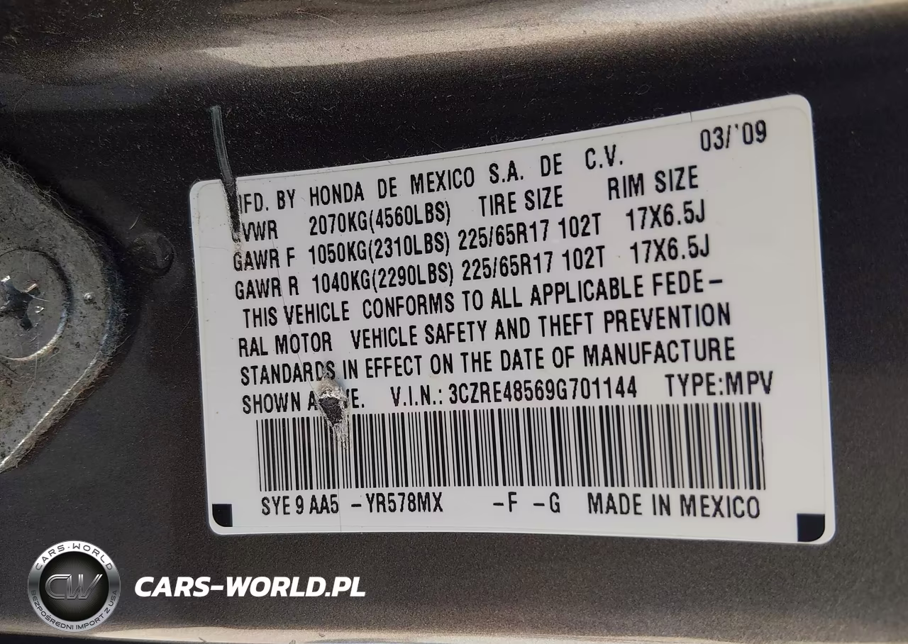 2009 Honda Cr-V Ex VIN:3CZRE48569G701144 - 9