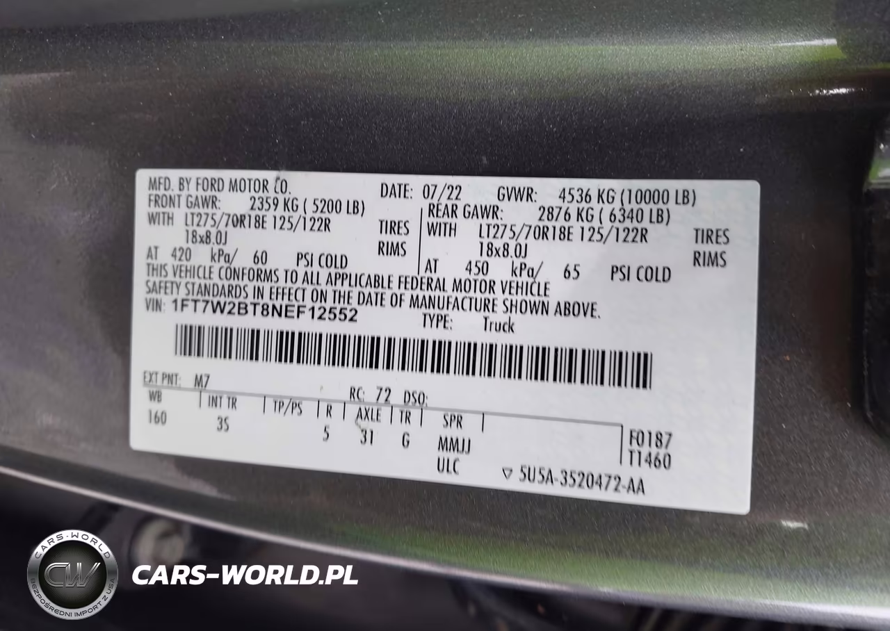 2022 Ford F-250 Xlt VIN:1FT7W2BT8NEF12552 - 9