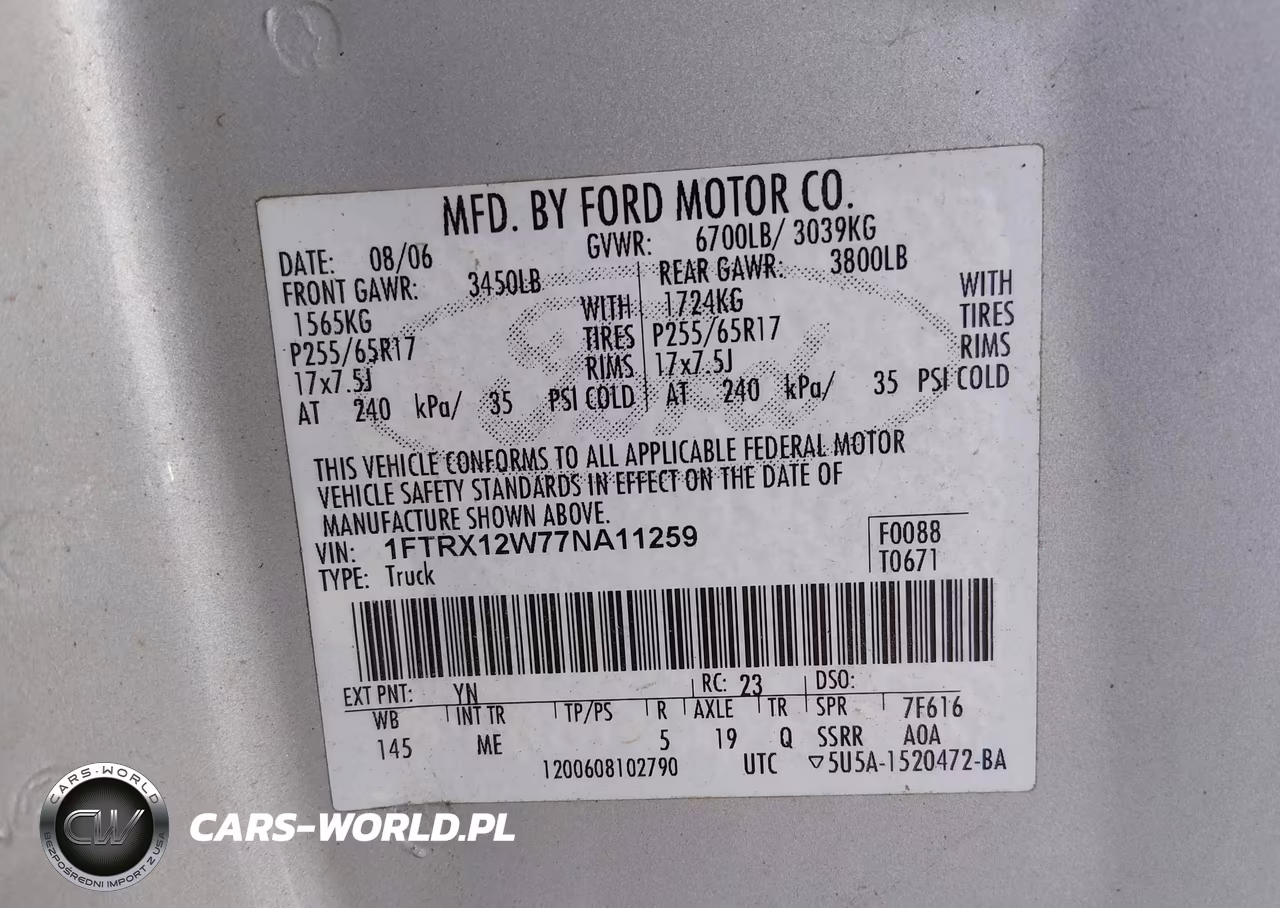 2007 Ford F-150 Stx-Xl-Xlt VIN:1FTRX12W77NA11259 - 9