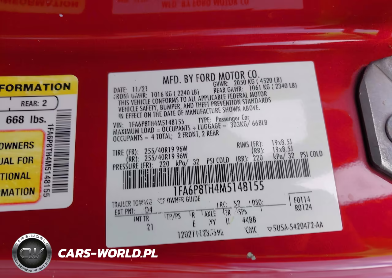 2021 Ford Mustang Ecoboost Fastback VIN:1FA6P8TH4M5148155 - 9