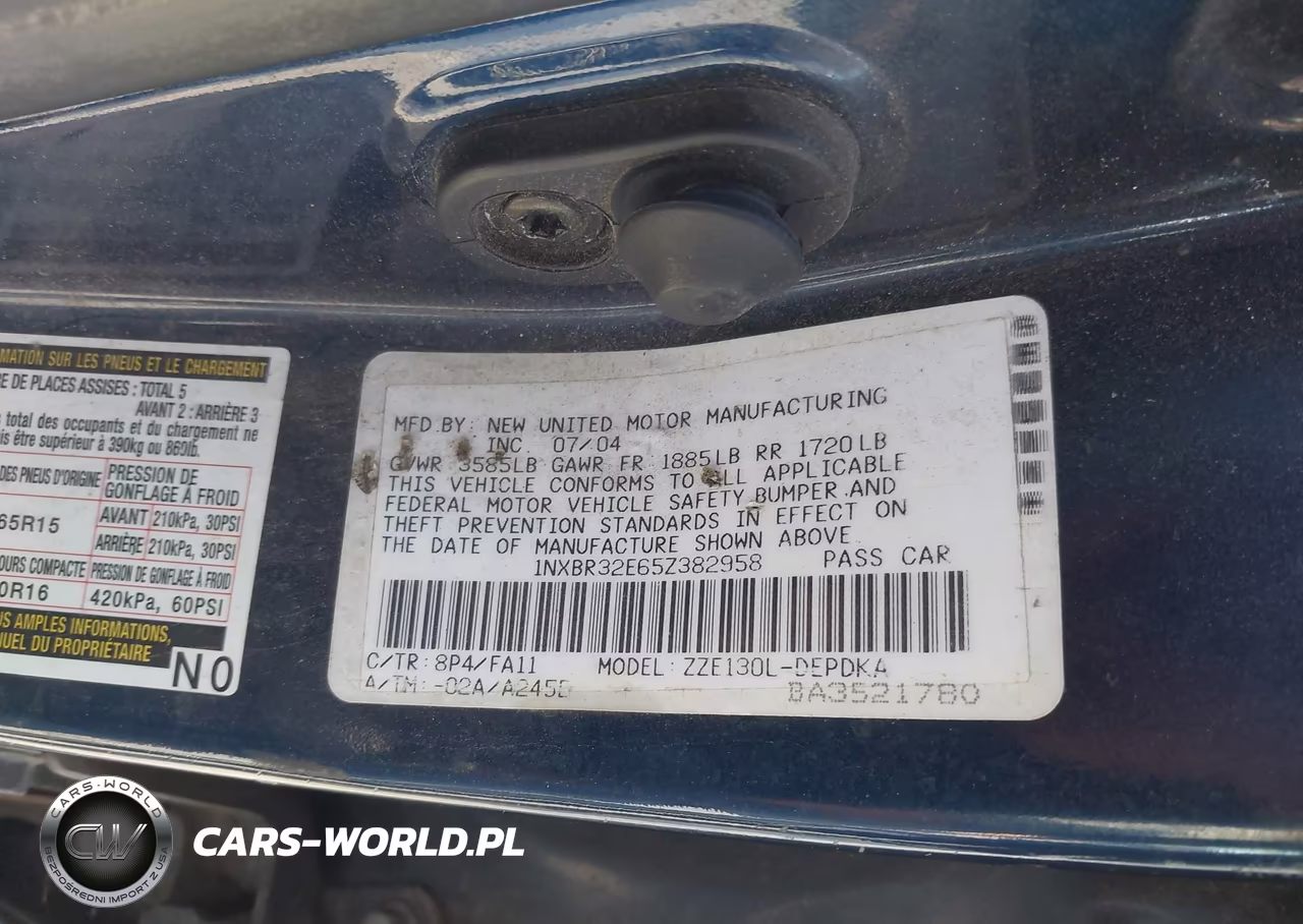 2005 Toyota Corolla Ce VIN:1NXBR32E65Z382958 - 9