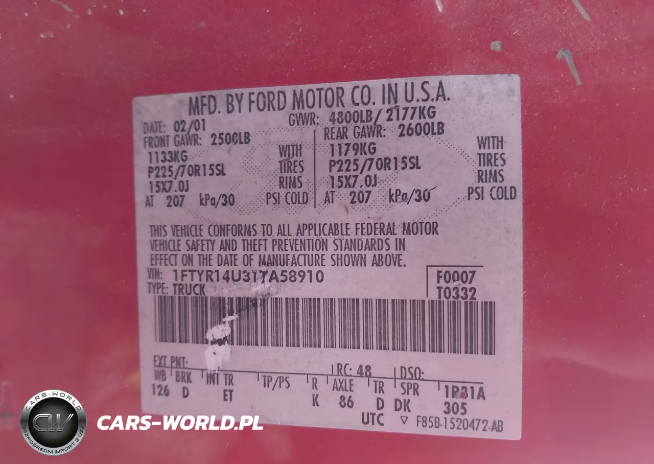 2001 Ford Ranger Edge-Xl-Xlt VIN:1FTYR14U31TA58910 - 9