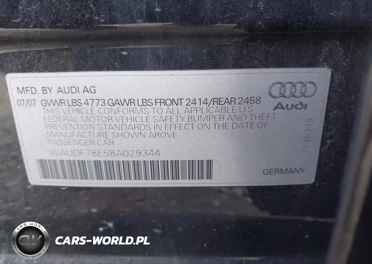 2008 Audi A4 2.0T VIN:WAUDF78E58A029344 - 9