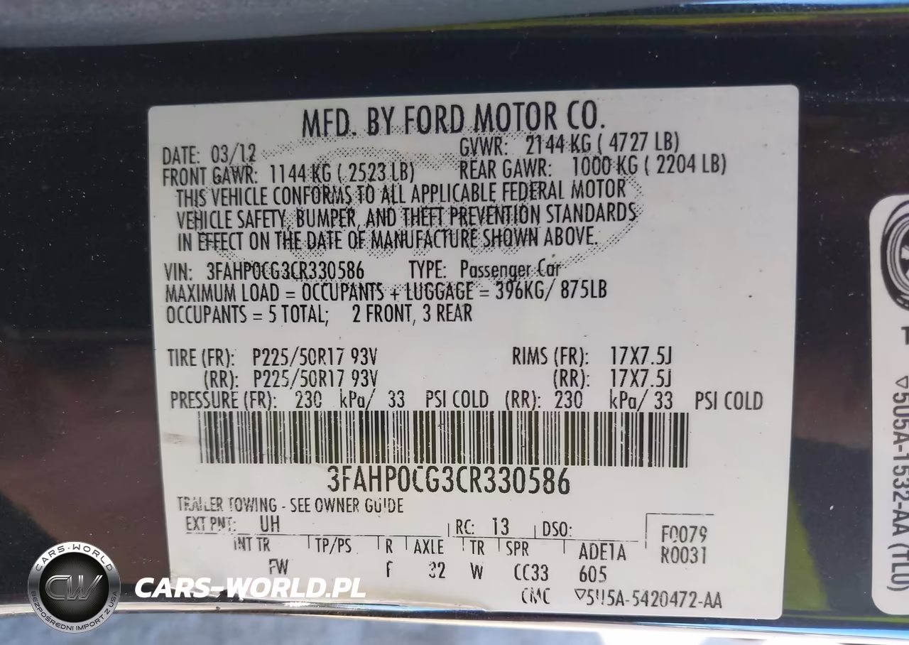 2012 Ford Fusion Sel VIN:3FAHP0CG3CR330586 - 9