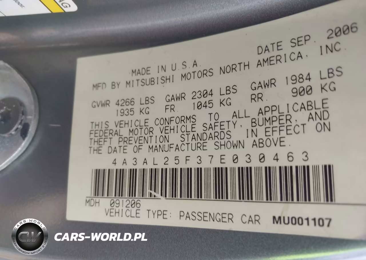 2007 Mitsubishi Eclipse Spyder Gs VIN:4A3AL25F37E030463 - 9