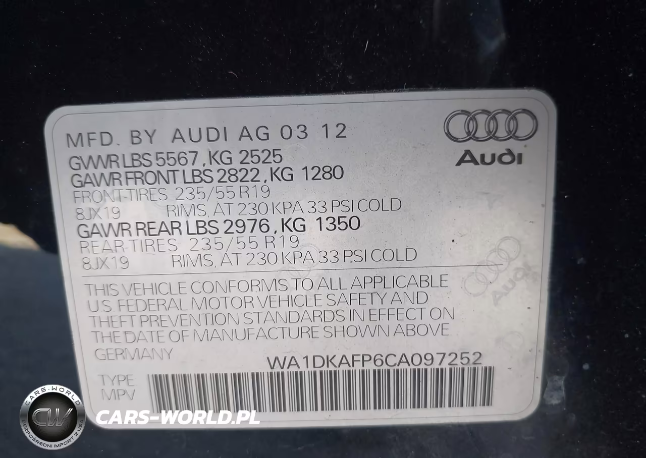 2012 Audi Q5 3.2 Premium Plus VIN:WA1DKAFP6CA097252 - 9