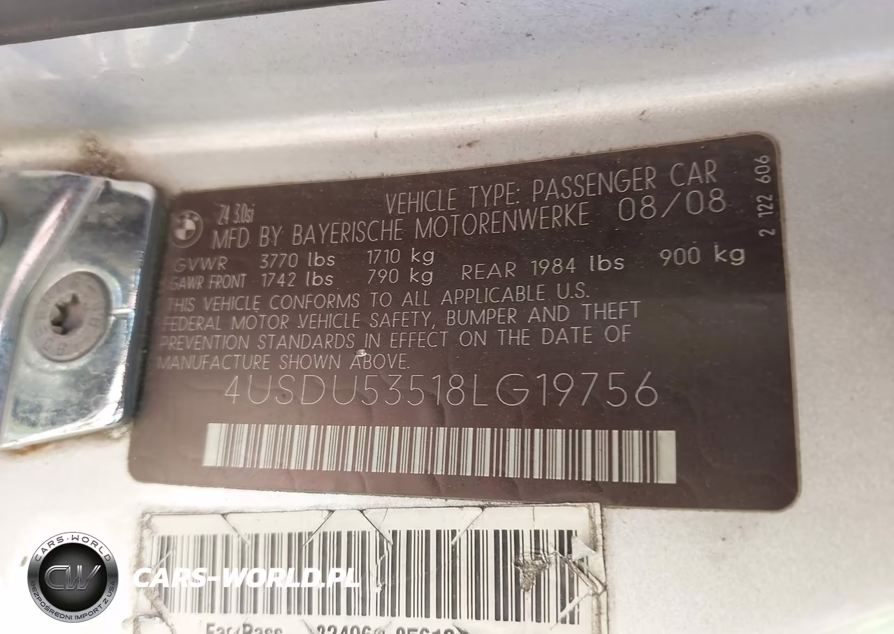 2008 BMW Z4 3.0Si VIN:4USDU53518LG19756 - 9