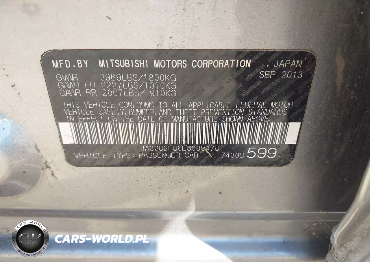 2014 Mitsubishi Lancer Es VIN:JA32U2FU6EU009478 - 9