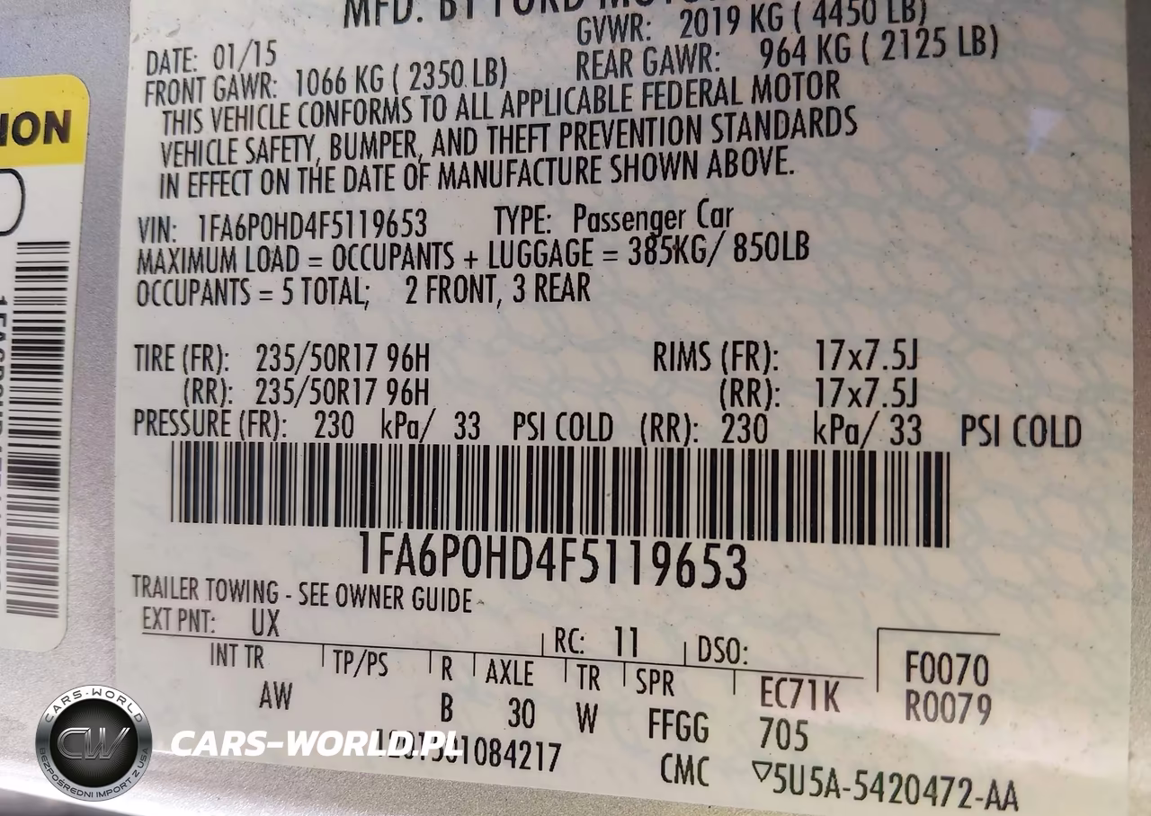 2015 Ford Fusion Se VIN:1FA6P0HD4F5119653 - 9