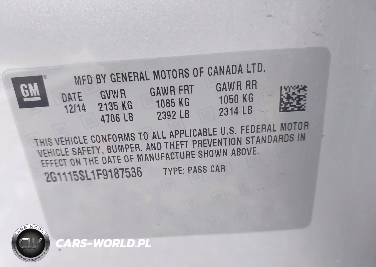 2015 Chevrolet Impala 1Lt VIN:2G1115SL1F9187536 - 9