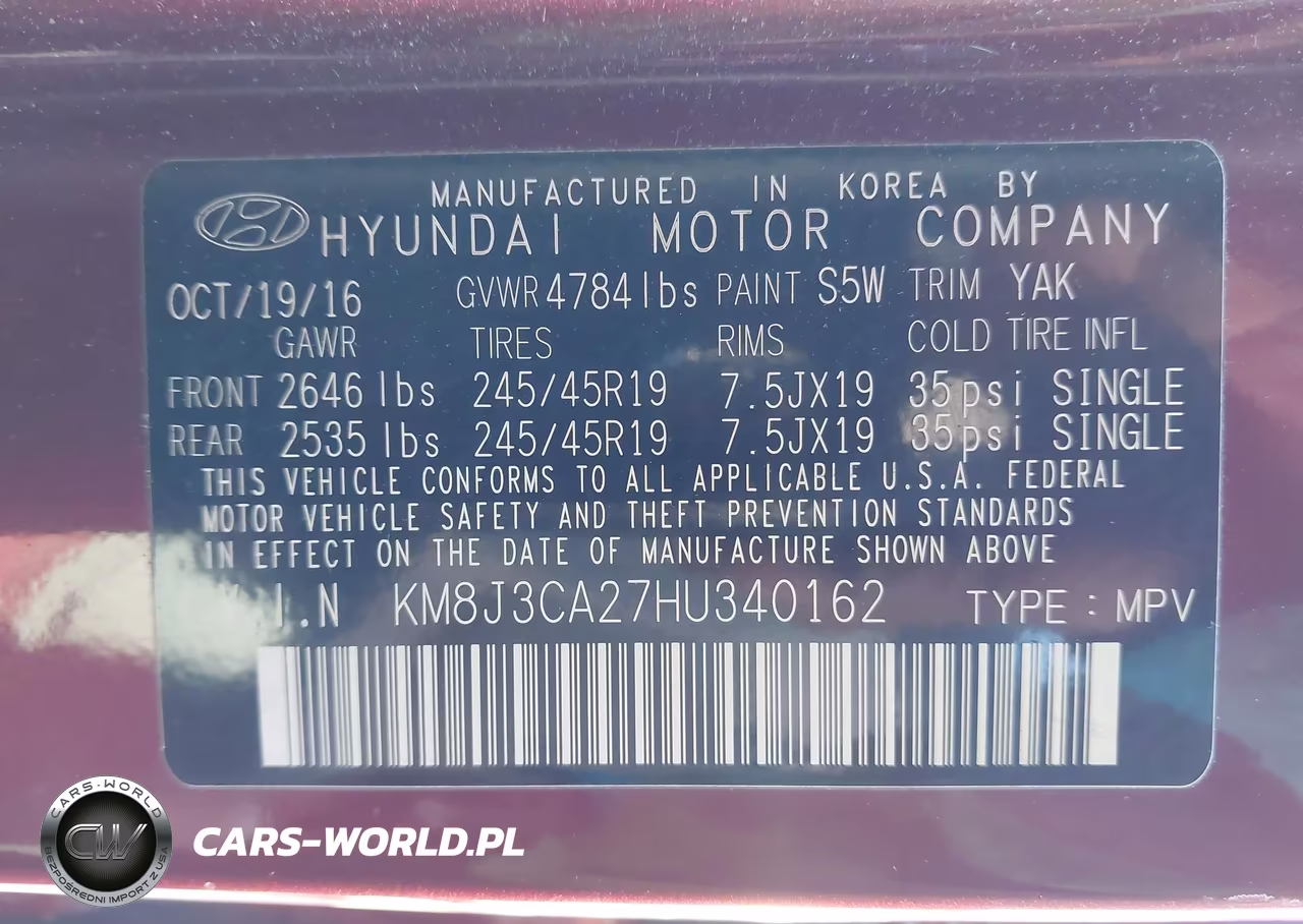 2017 Hyundai Tucson Sport VIN:KM8J3CA27HU340162 - 9