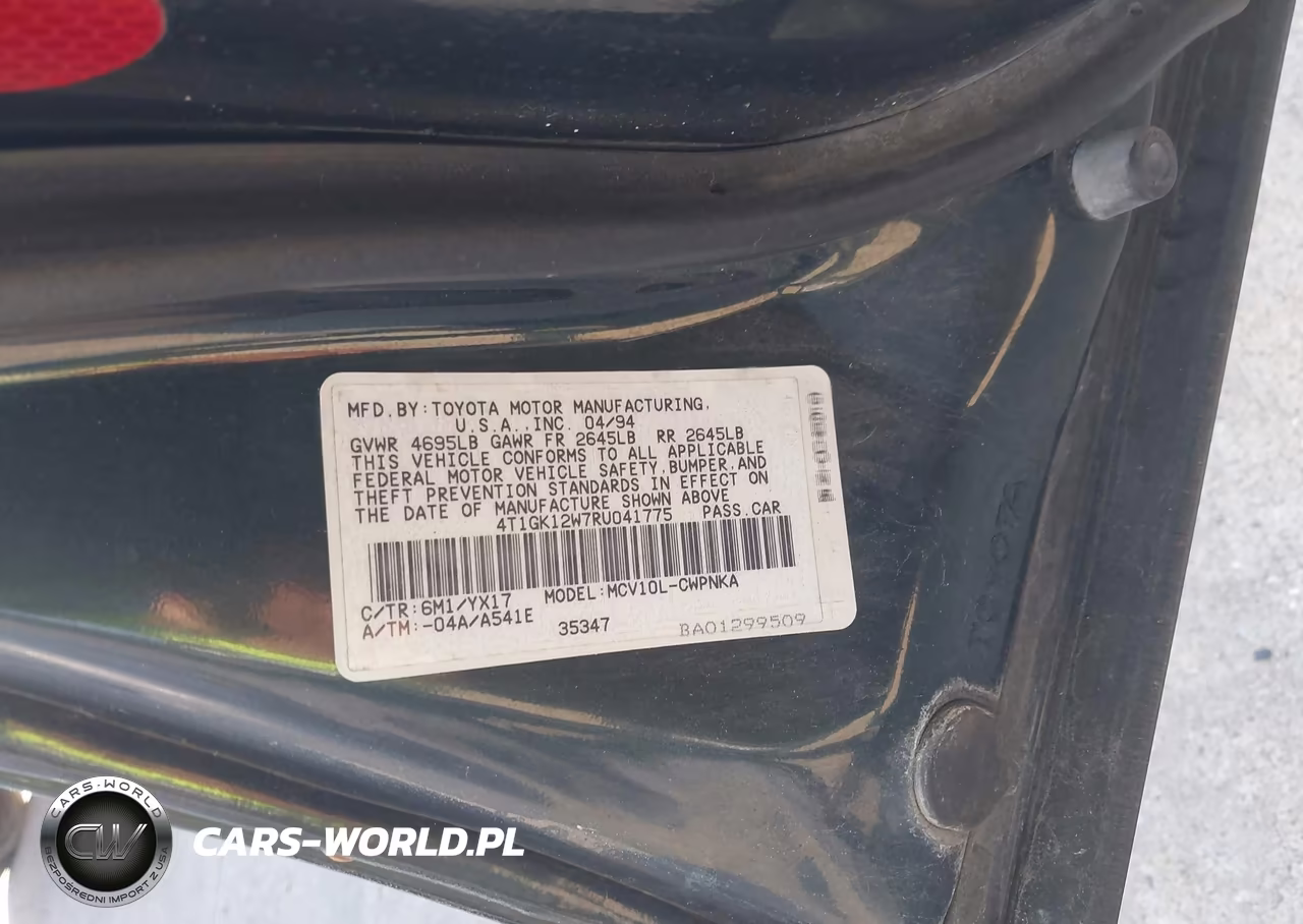 1994 Toyota Camry Le VIN:4T1GK12W7RU041775 - 9
