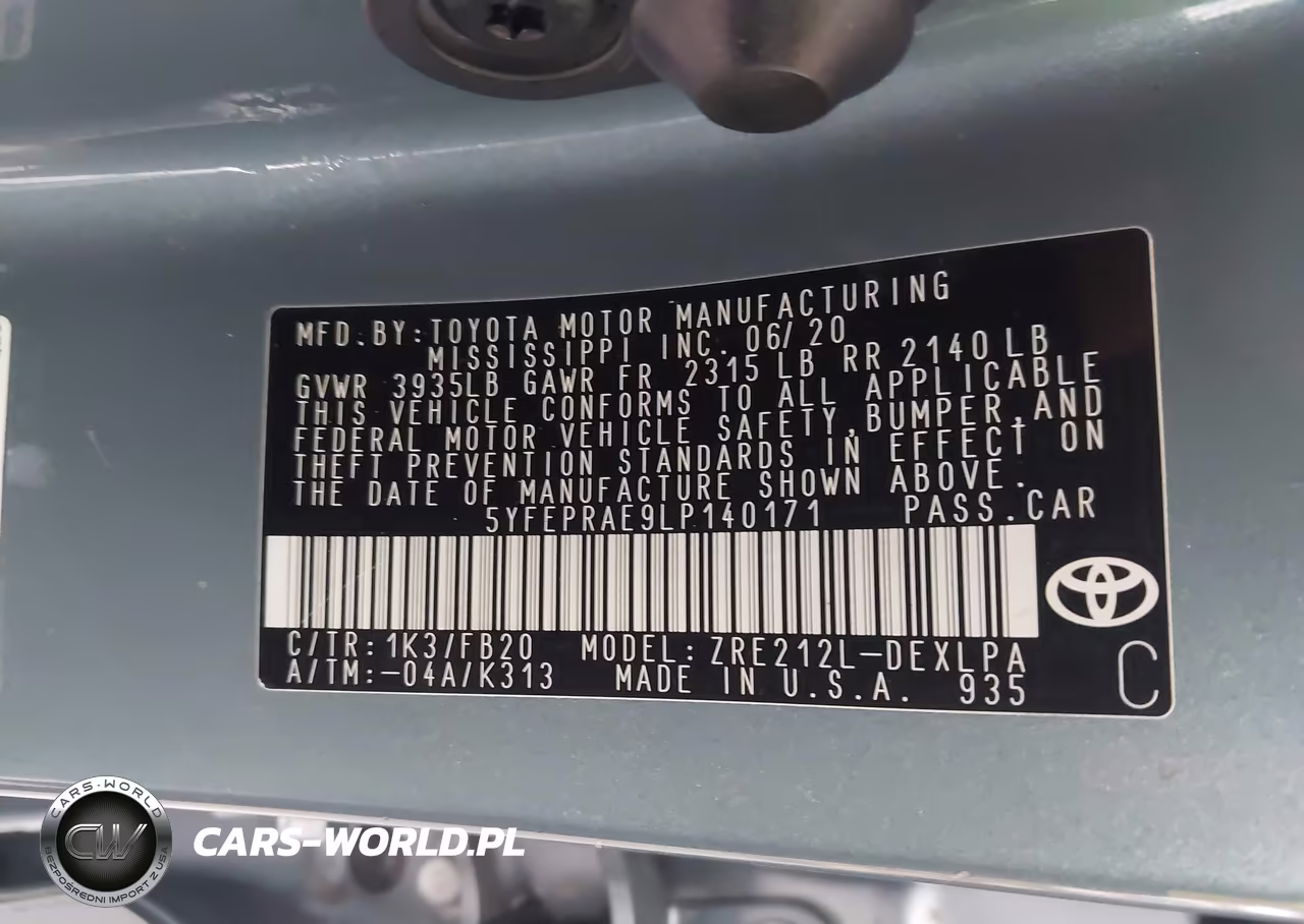 2020 Toyota Corolla Le VIN:5YFEPRAE9LP140171 - 9