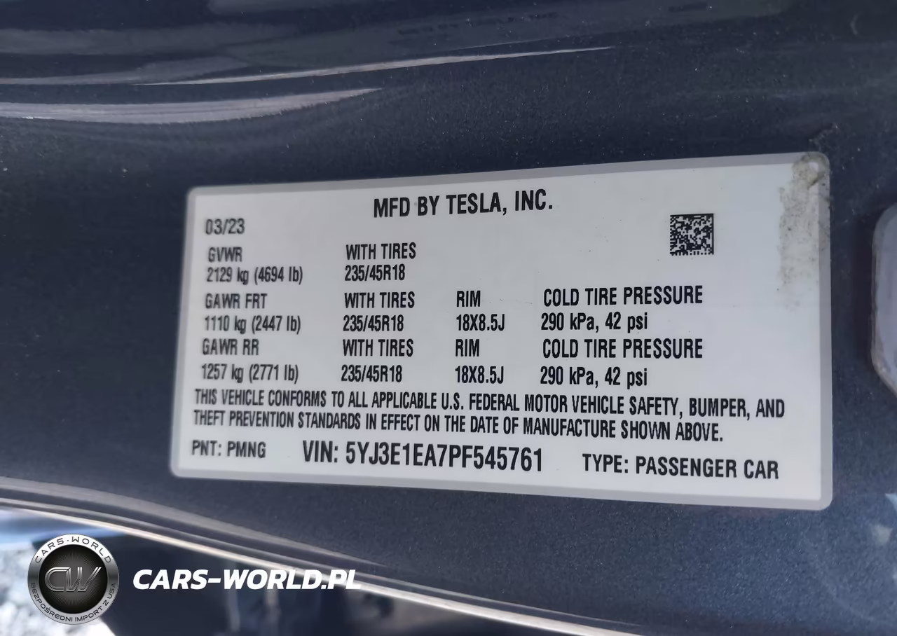 2023 Tesla Model 3 Rear-Wheel Drive VIN:5YJ3E1EA7PF545761 - 9