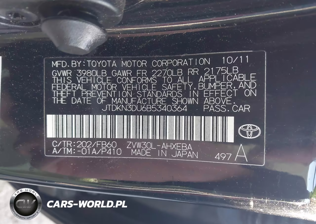 2011 Toyota Prius Three VIN:JTDKN3DU6B5340364 - 9
