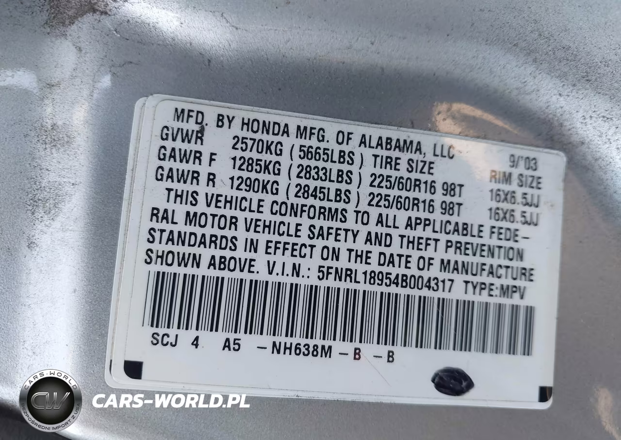 2004 Honda Odyssey Ex-L VIN:5FNRL18954B004317 - 9