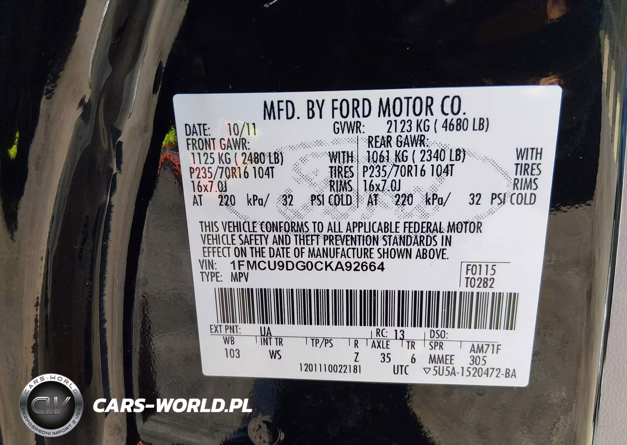 2012 Ford Escape Xlt VIN:1FMCU9DG0CKA92664 - 9
