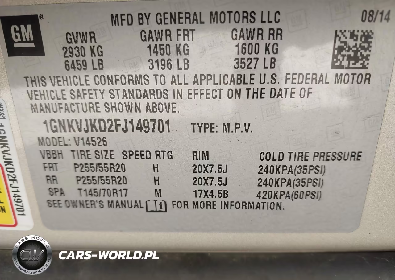 2015 Chevrolet Traverse Ltz VIN:1GNKVJKD2FJ149701 - 9