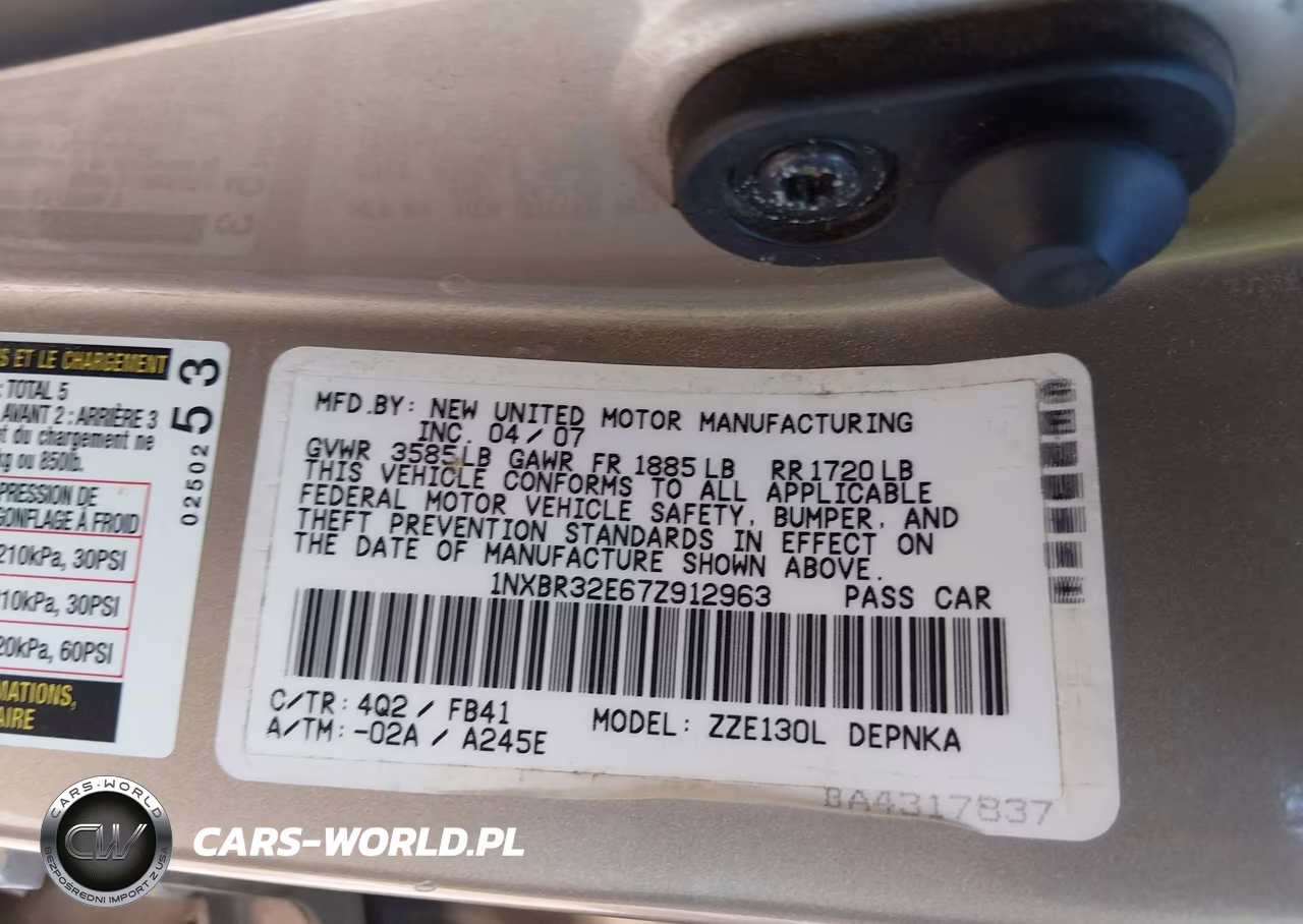 2007 Toyota Corolla Le VIN:1NXBR32E67Z912963 - 9