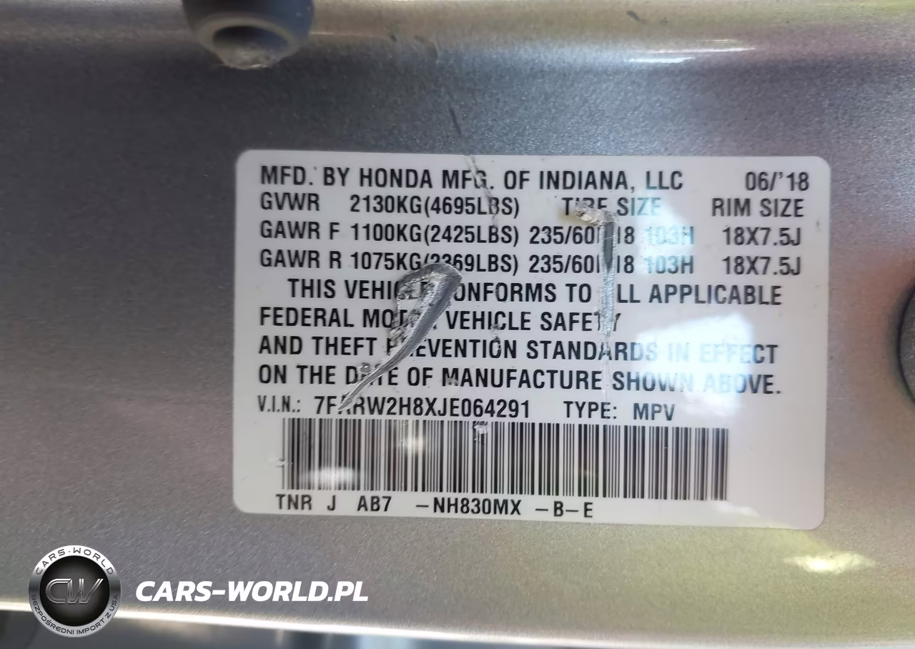 2018 Honda Cr-V Ex-L-Ex-L Navi VIN:7FARW2H8XJE064291 - 9
